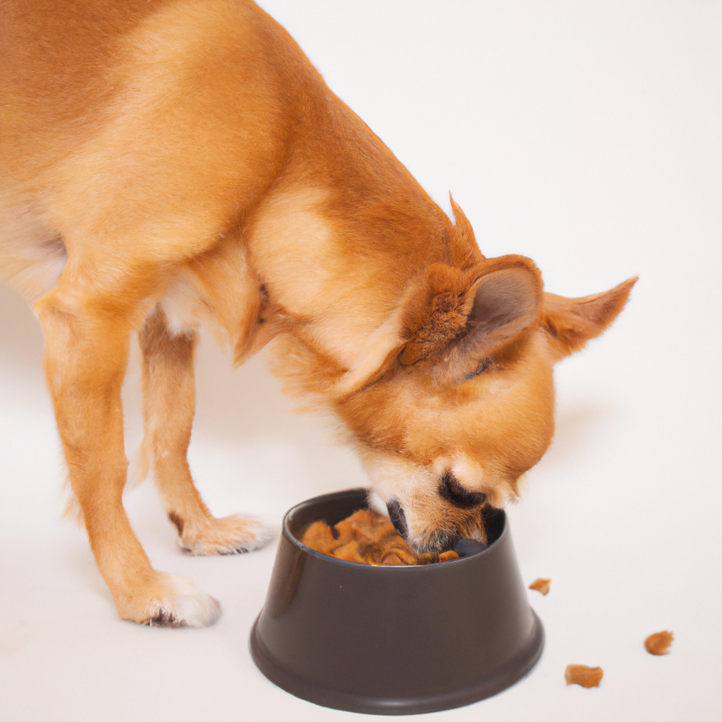 a dog eating small adult dog food for small breed dogs