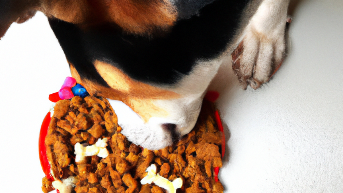 dog eating dog food toppers