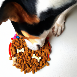 dog eating dog food toppers